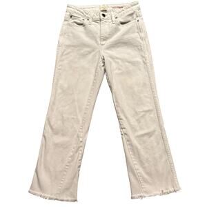 AO LA Alice + Olivia Perfect Cropped Kick Flare White Denim Stretch Jeans 27